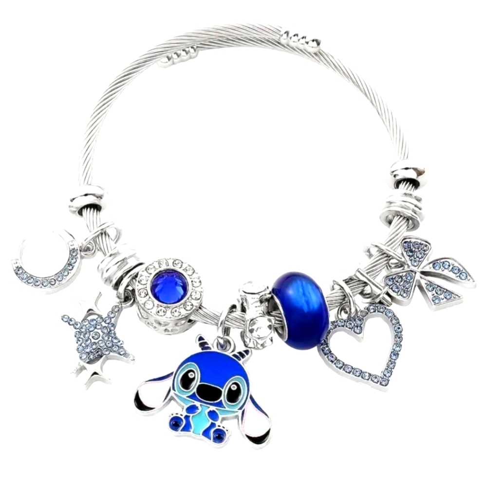 DISNEY Lilo & Stitch 🌺 | Stitch Silver & Rhinestone Charm Bracelet ~ 🌺🎁